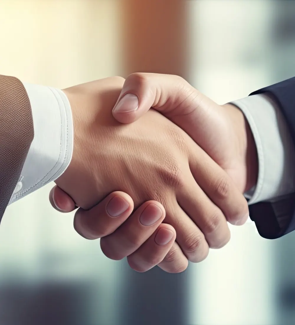 Attorney shaking hands with a client